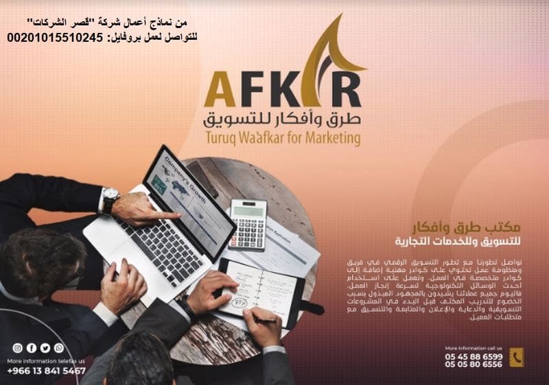 ملف تعريفي لشركة تسويق | بروفايل شركة دعاية واعلان PDF نموذج بروفايل شركة تسويق PDF