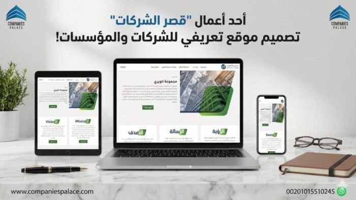 قصر الشركات | تصميم بروفايل شركة - هوية تجارية كاملة تصميم موقع إلكتروني لشركة مقاولات
