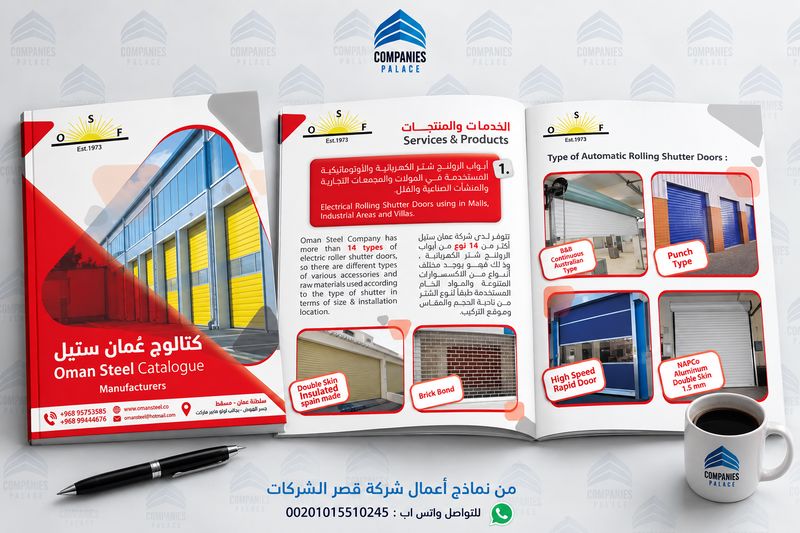 تصميم بروفايل شركة وهوية بصرية احترافية | قصر الشركات تصميم بروفايل شركة عُمان ستيل