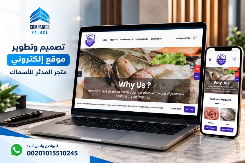 تصميم موقع شركة تجارة أسماك