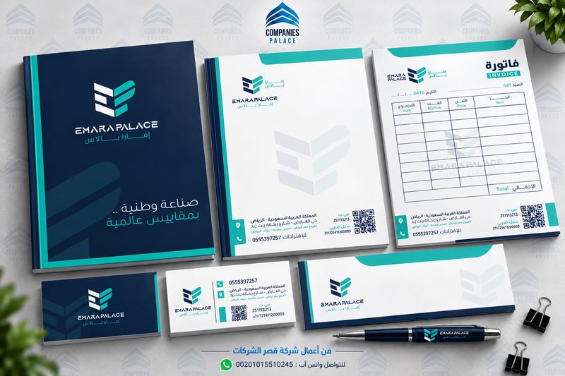 تصميم بروفايل شركة وهوية بصرية احترافية | قصر الشركات تصميم هوية بصرية لشركة إمارة بالاس